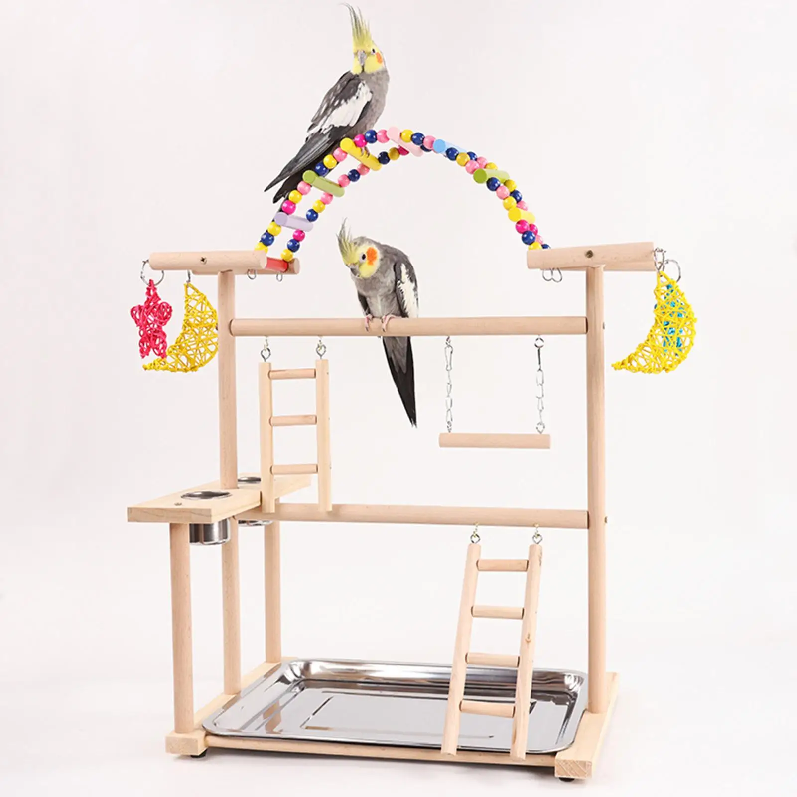 Parrot Bird Playground Parrot Playstand Wood Perch Gym Playpen Bird Gym for Finch