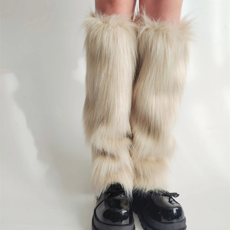 SZL Women's Fuzzy Leg Warmers Winter Furs Furry Leg Warmers Soft Boot Cuffs Covers Halloween Cosplay Costumes