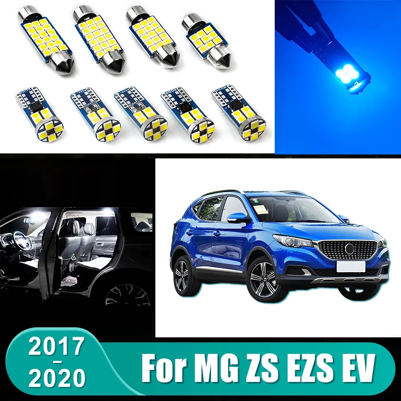 

For MG ZS EZS EV 2017 2018 2019 2020 6pcs Car LED Bulbs Interior Dome Reading Lamp License Plate Trunk Light Accessories