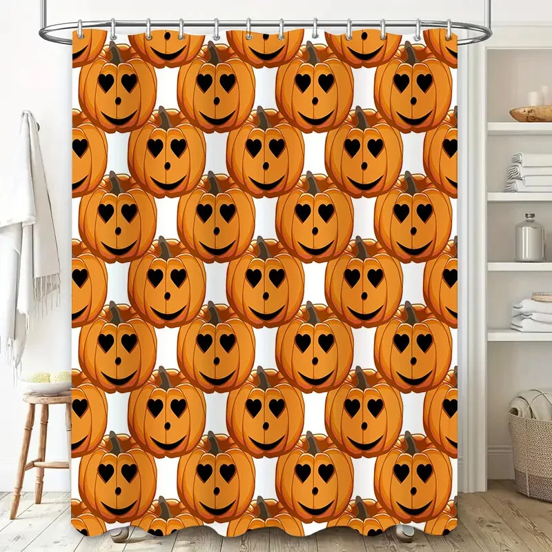 

ZHL22Spooky Хэллоуин тыква занавеска для душа оранжевый Jack-O-Lantern декоративные водонепроницаемые тканевые занавески для ванной для домашнего декора2Ol%