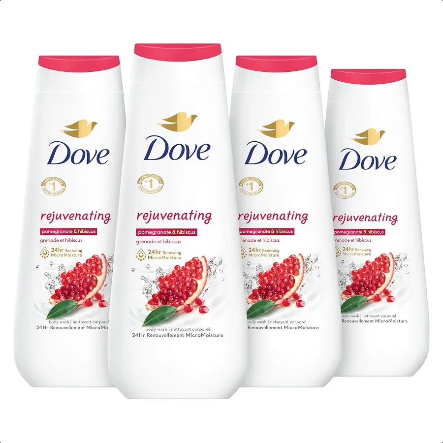 

Dove Body Wash Rejuvenating Pomegranate Hibiscus 4 Count for Renewed HealthyLooking Skin Gentle Skin Cleanser with 24hr Renewin