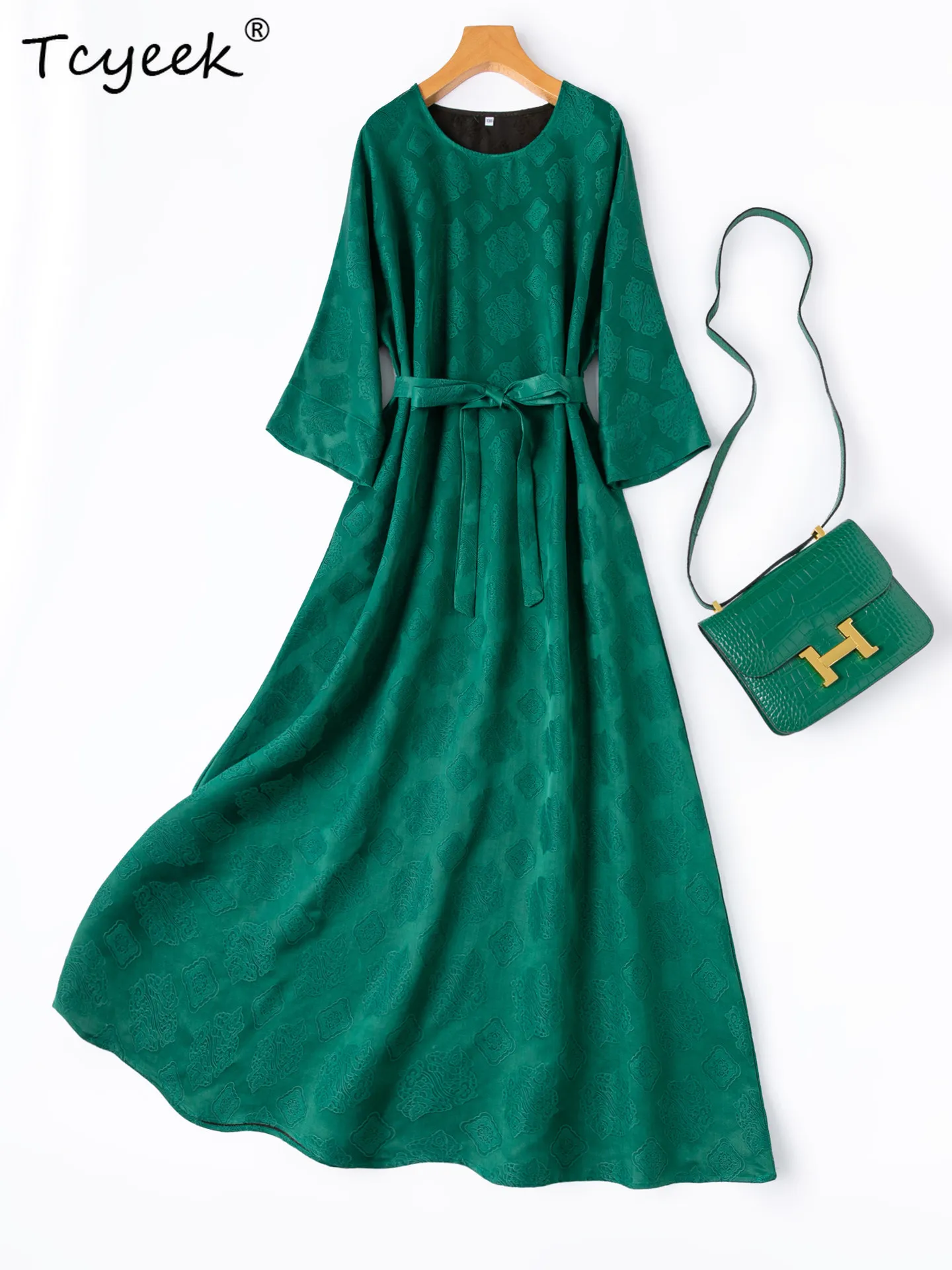 

Tcyeek 45MM 100% натуральное шелковое платье из тутового шелкопряда для женщин, элегантные жаккардовые платья, модная летняя одежда, Vestidos De Mujer