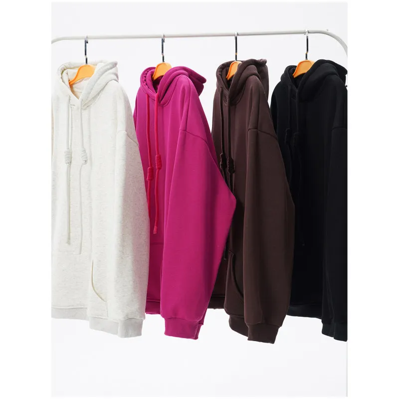 

American Style Loose Fit Pink Sweatshirt Unisex Long Sleeve Hoodie Casual Comfortable Cotton Polyester Blend Autumn Winter Ja...