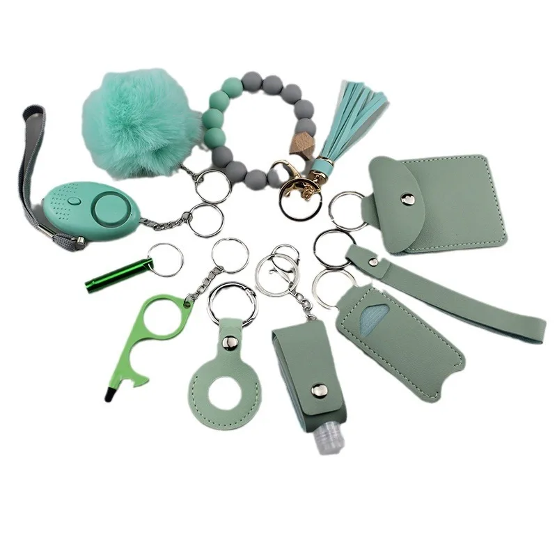 Safety Keychain DIY 11pcs Self Defense Security Keychain Set With Personal Alarm Protective Keychain Accessories For Women Girls