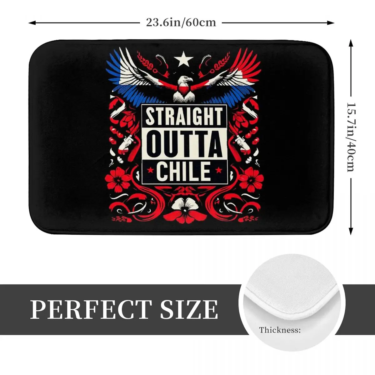 Chilean Flag Straight Outta Chile Non-slip Doormat Floor Mat Cushion Carpet Rug for Kitchen Entrance Home Balcony Footpad Mats