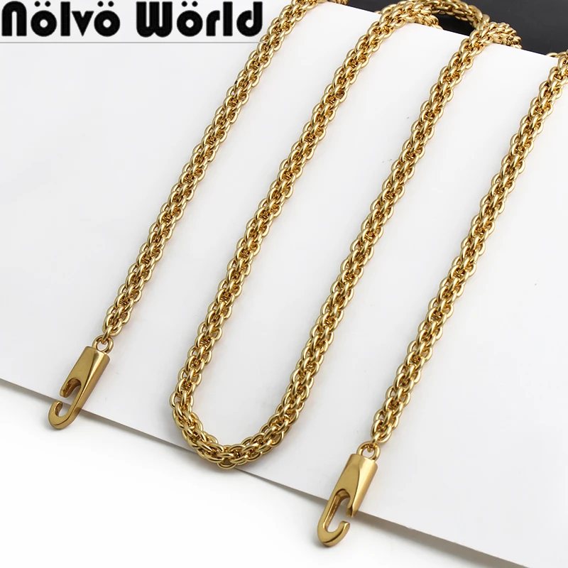 

100/110/120/130CM 8MM Iron Satin Gold Metal Bag Chains For Women Crossbody Tote Shoulder Strap Heavy Handle Jewelry Accessories