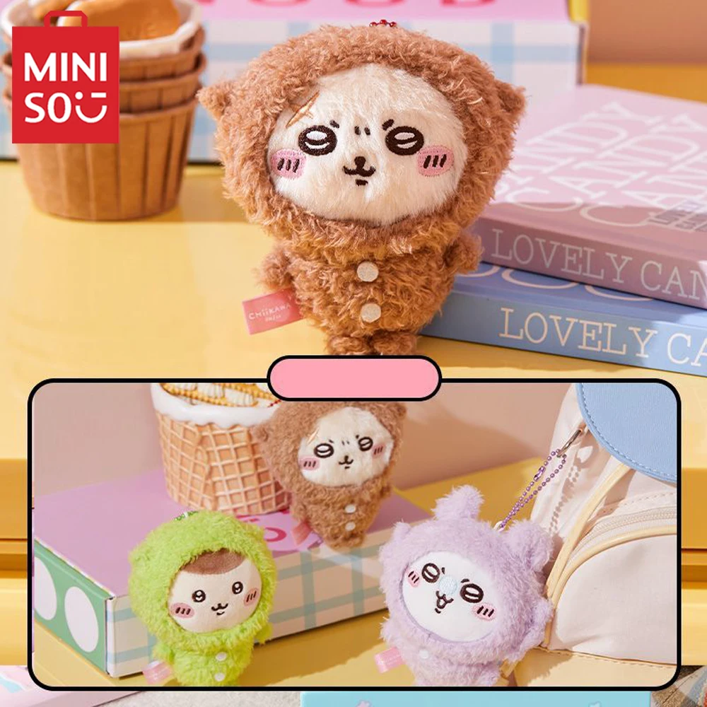 MINISO Anime Chiikawa Pajama Series Usagi Hachiware Kurimanju Rakko Momonga Plush Doll Toys Bag Pendant Decoration Keychain