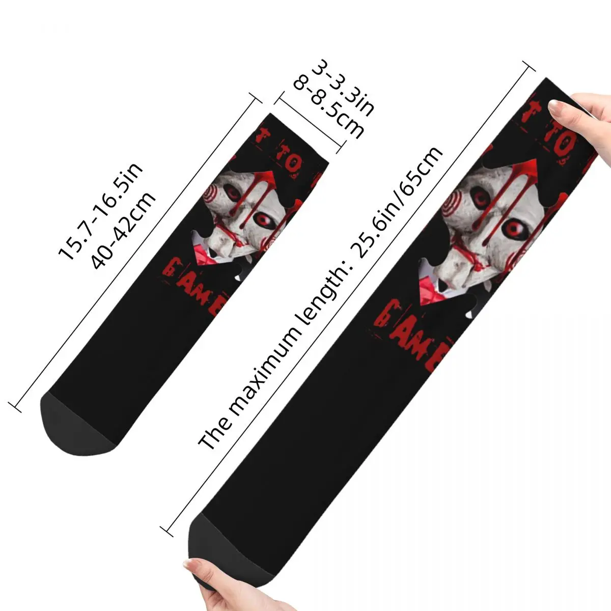 Hip Hop Retro Jigsaw Billy The Puppet Crazy Men\'s Socks Unisex Saw Horror Film Harajuku Pattern Printed Crew Sock Boys Gift