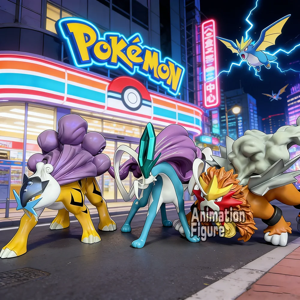 9.5cm/3.74in Anime Pokemon Figure Entei Suicune Raikou Action Figures Pvc Collection Model Toys for Gifts
