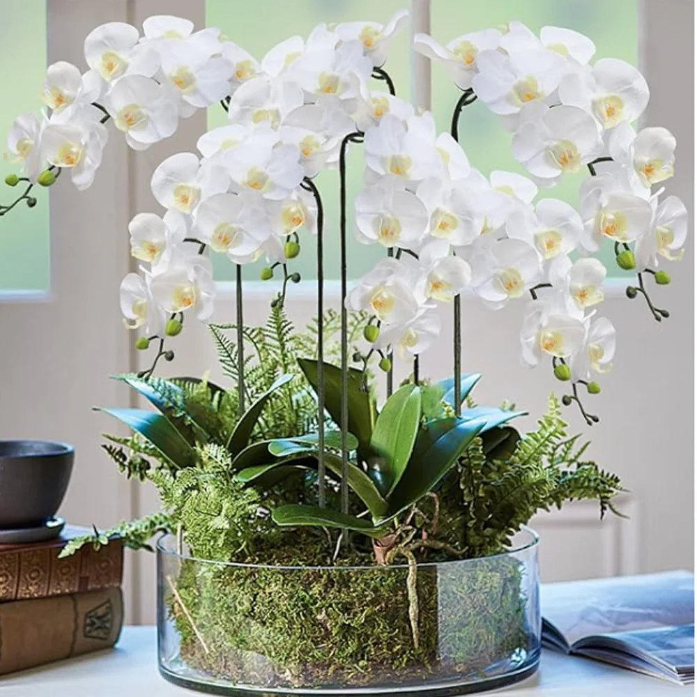 69 سنتيمتر فالاينوبسيس الاصطناعي فروع زهرة اللمس الحقيقي فو السحلية ينبع لترتيب الأزهار حفل زفاف ديكور المنزل