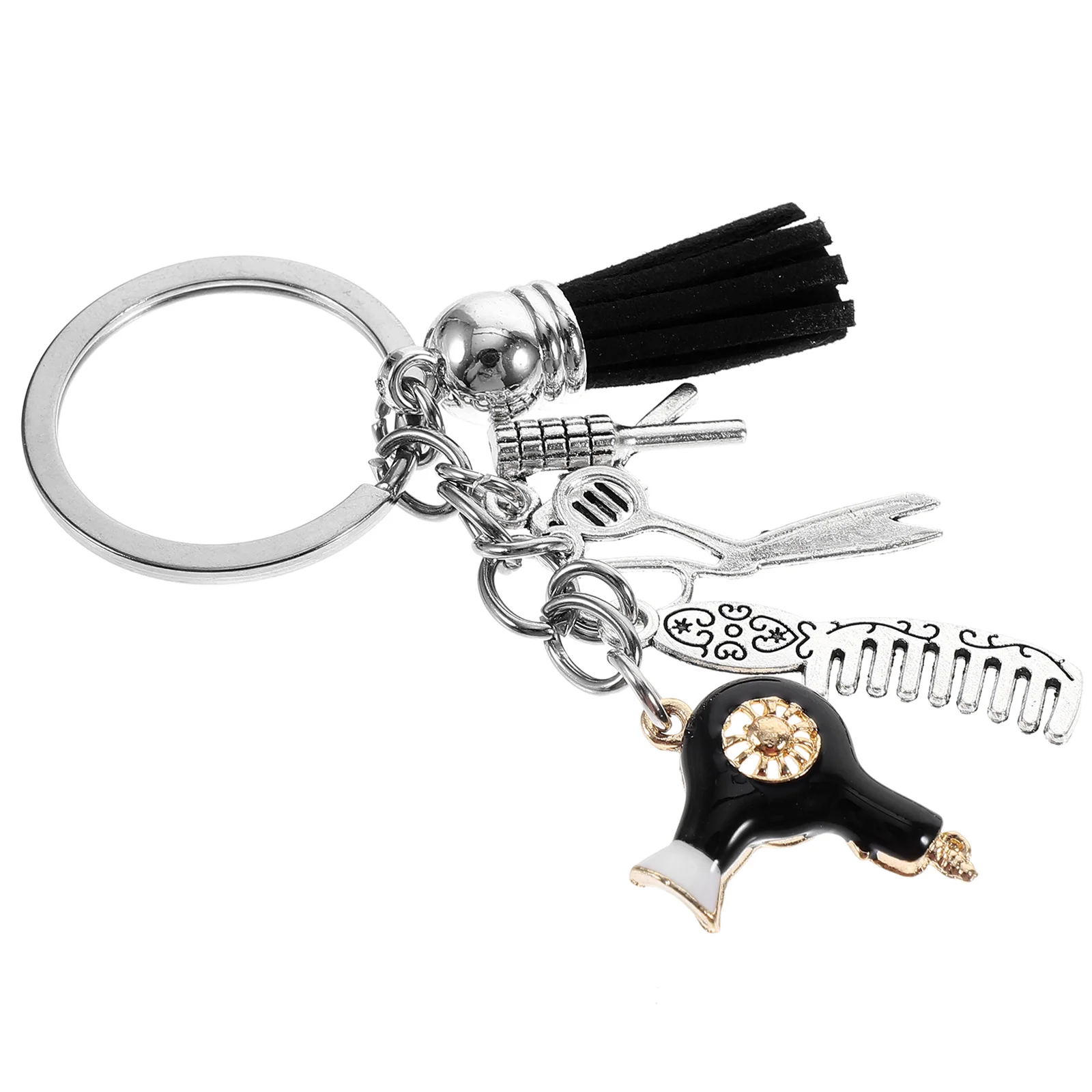 Hanging Ornaments Car Key Pendant Barber Keychain Hairdryer Hairdresser Chains Decoration Bag Zinc Alloy Rings Backpack