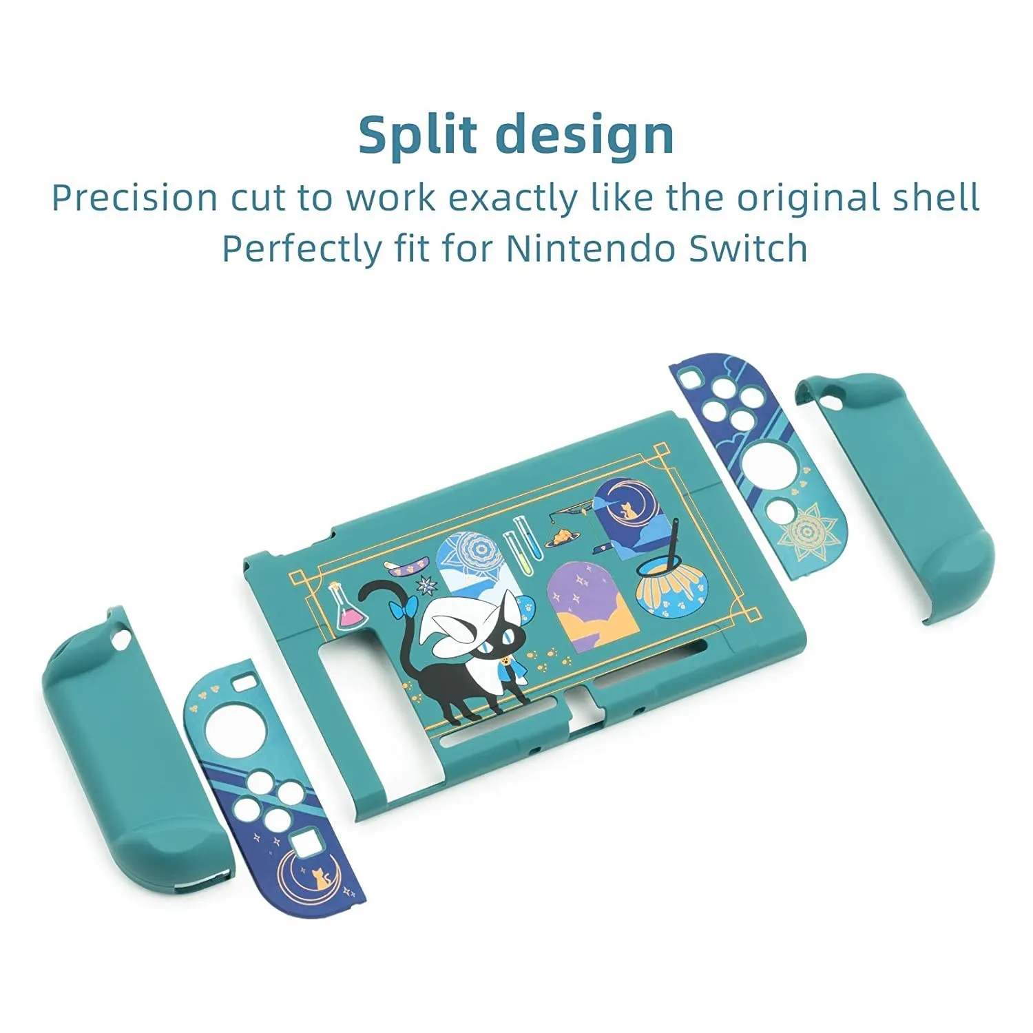 GeekShare-닌텐도 스위치 쉘 연금술 고양이 만화 매직 물약 하드 백 그립 스플릿 케이스, 닌텐도 스위치 조이콘 커버