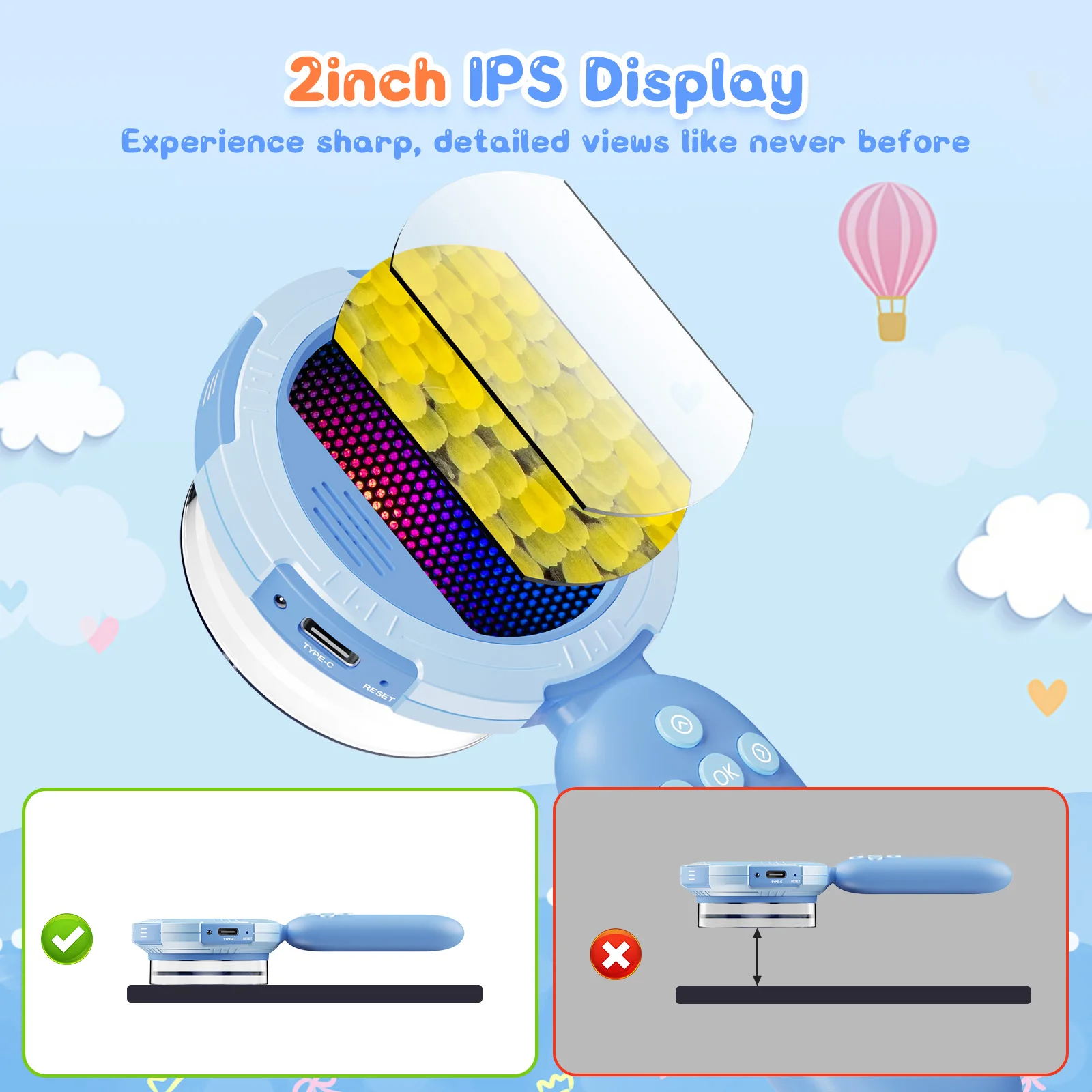 مجهر أطفال مع تكبير 100X مجهر رقمي محمول للأطفال لعبة تعليمية جذعية مع ضوء LED