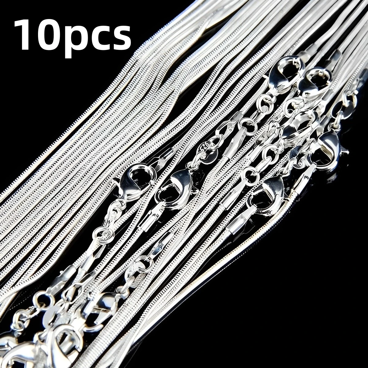 10pcs/lot 925 Sterling Silver 1MM Snake Chain Necklace For Women Men Fashion Jewelry Gift Bijoux