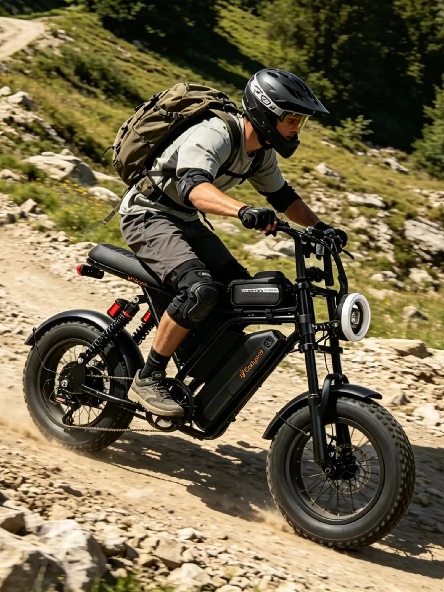 Elektrisches Mountainbike für Erwachsene, 16" Fatbike mit Vollfederung, 48V 15Ah Batterie, 80 km maximale Reichweite, 25 km/h EU-Standard Offroad-E-Bike
