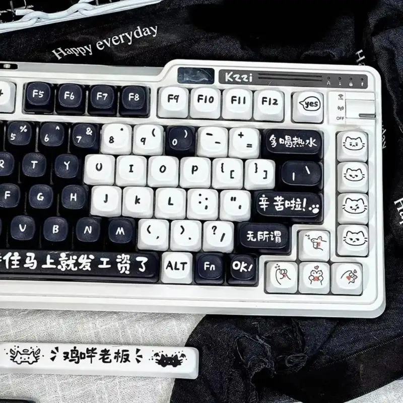 R53C Mechanical Keyboards Keycaps 135keys PBT Material MOA Height Colorful Off Work Cats Theme Customization Keycap Set