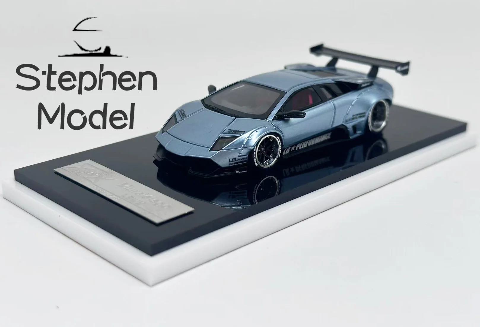 خطأ 404 1:64 Murcielago LP640 LBWK نموذج سيارة من الراتنج المحدود باللون الأزرق الجليدي المعدل #1
