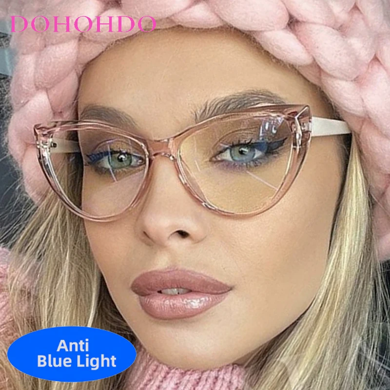 

Fashion Retro Cat Eye Anti-blue Light Glasses Frame Women Ultra-light Frame Glasses Blue Light Blocking Glasses For Computer Use
