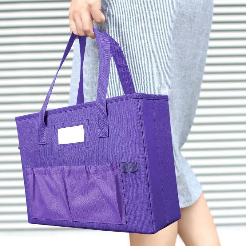 Desktop File Organizer Box,Collapsible Hanging Filing Box,Home Office Document Storage Organizer with Front Pocket and Handles,