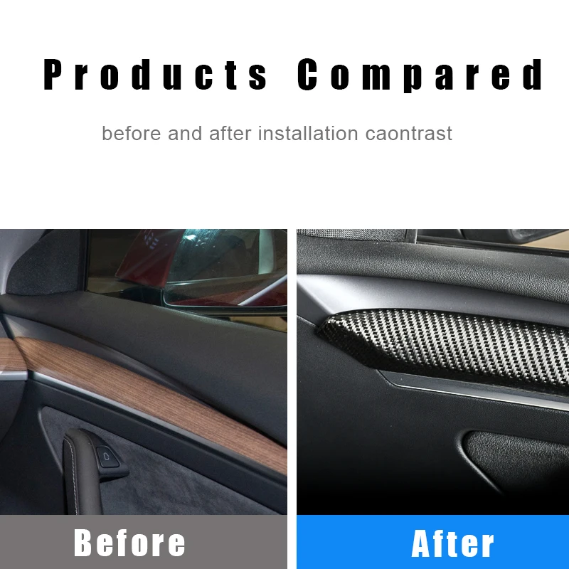 Model 3 2023 Car Door Side Strip Decor Sticker For Tesla Model 3 Y Interior Accessories ABS Carbon Fiber Matte Black 2021 2022