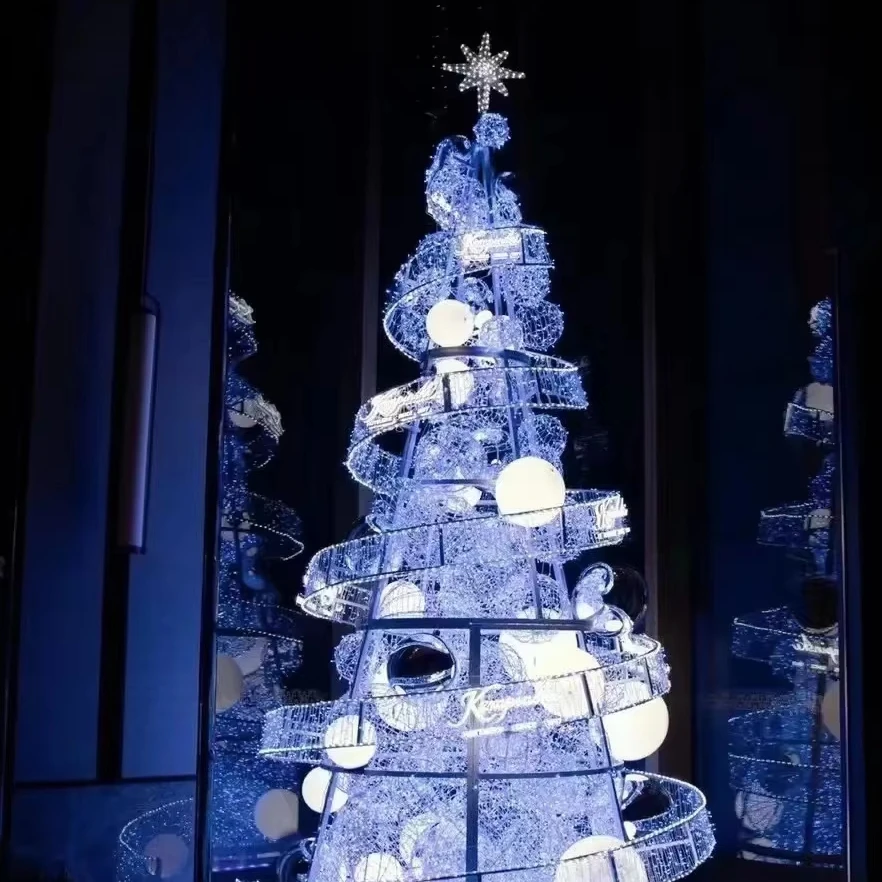 

he-Large Christmas Tree for Holiday Celebration Square Acrylic DC Solar Battery-Powered IP55 Rated for Shopping Malls Parties！