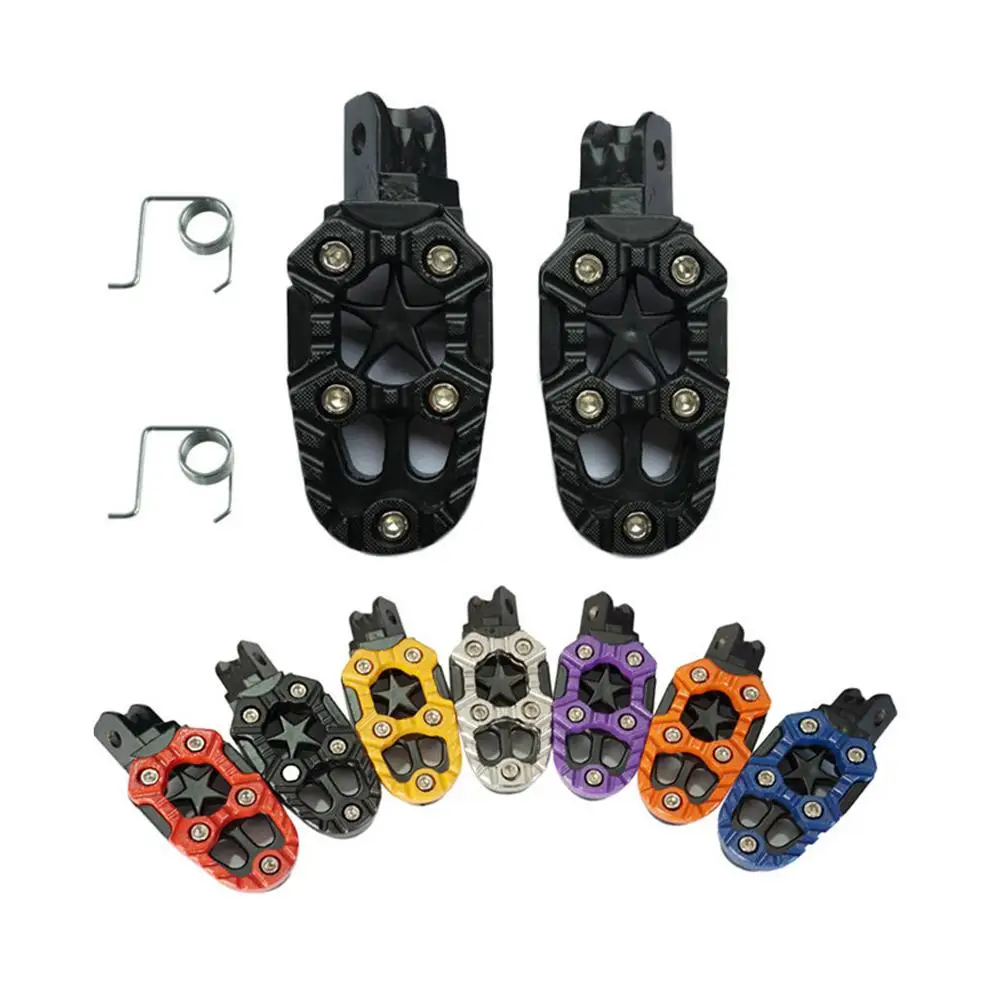 

1 Pair 8mm Motorcycle Foot Pegs Pedals With Spring Aluminum Alloy Footrests Modified Accessories