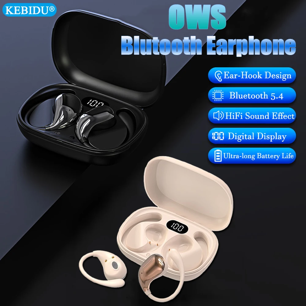 OWS Bluetooth Kopfhörer LED Display Touch Control Drahtlose Sport Ohrhörer HiFi Stereo Wasserdichte Noise Cancelling Gaming Ohrhörer