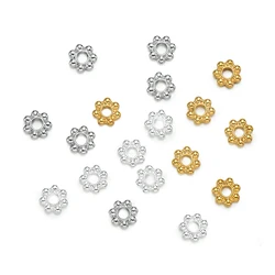 100/200pcs 6mm Alloy Flower Spacer Beads Daisy Metal Jewelry Spacers for Bracelet Necklace Jewelry Making Accessories