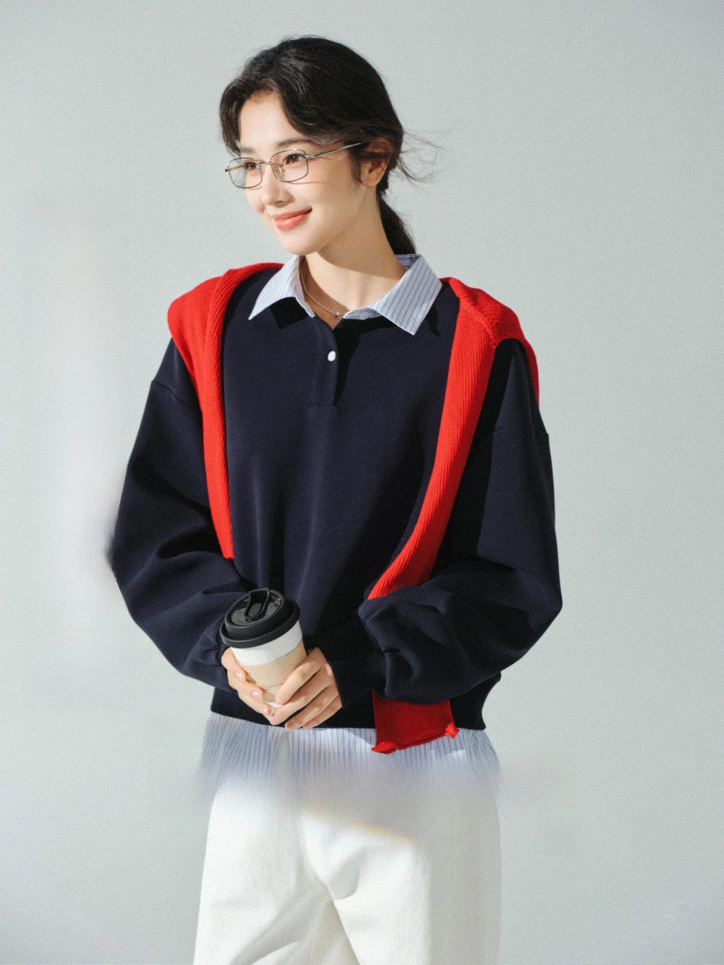 

Толстовка Bunny Ne, женский свободный повседневный топ с верхом, винтажный комплект из двух предметов, полиэстер, смесь хлопка, длинный све