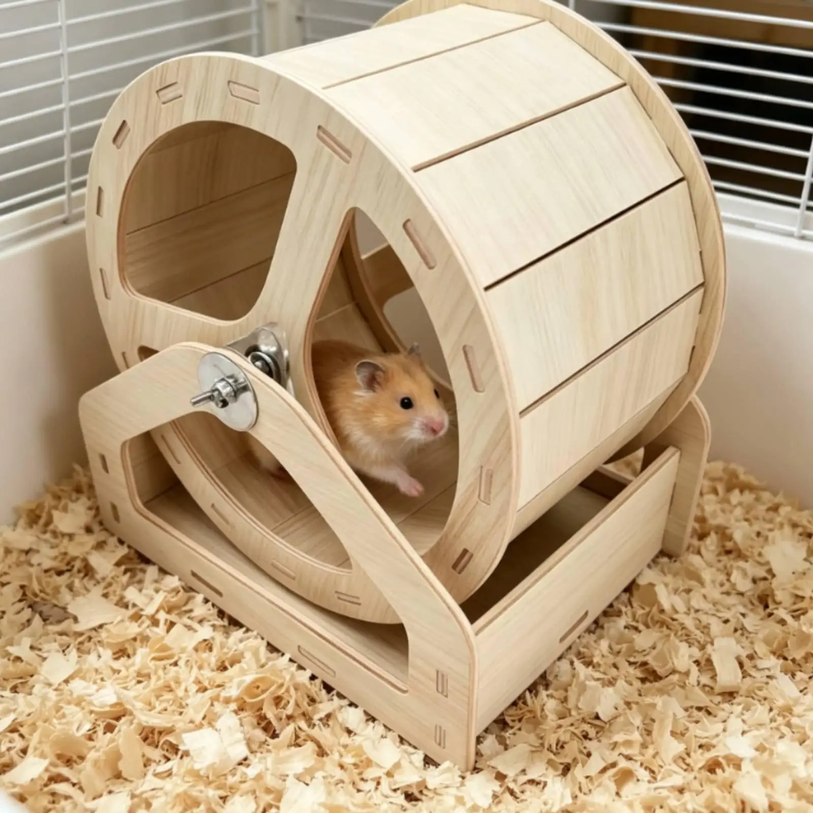 Hamster Exercise Wheel Solid Wood Noiseless Running Roller Hamster Maze Accessory for Dwarf Hamster