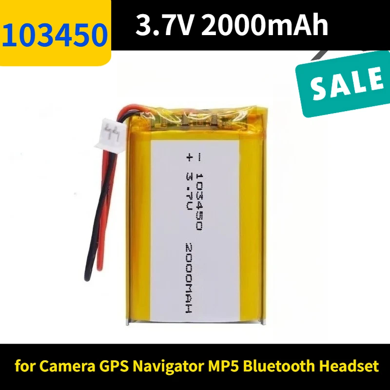 

103450 3.7V 2000mAh Polymer Lithium Rechargeable Battery for Camera GPS Navigator MP5 Bluetooth Headset