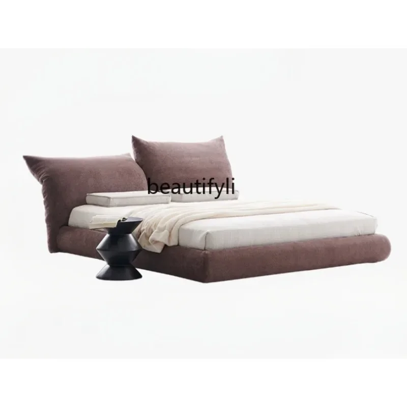

Modern Minimalist Silent Style Petal Bed Italian Minimalist Master Bedroom Home Soft Bag Backrest Fabric Double Bed