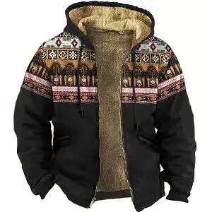 Winter Parkas Long Sleeve Coat Bohemian Pattern Warm Jacket for Men/Women Thick Clothing Outerwear Vintage