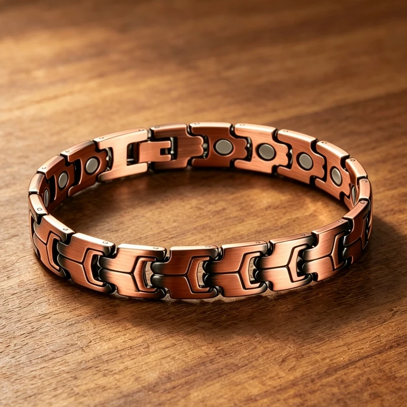 Magnetic Therapy Bracelet for Men Vintage Copper Chain Cuff  Healing Magnet Jewelry Christmas Birthday Gift for Husband