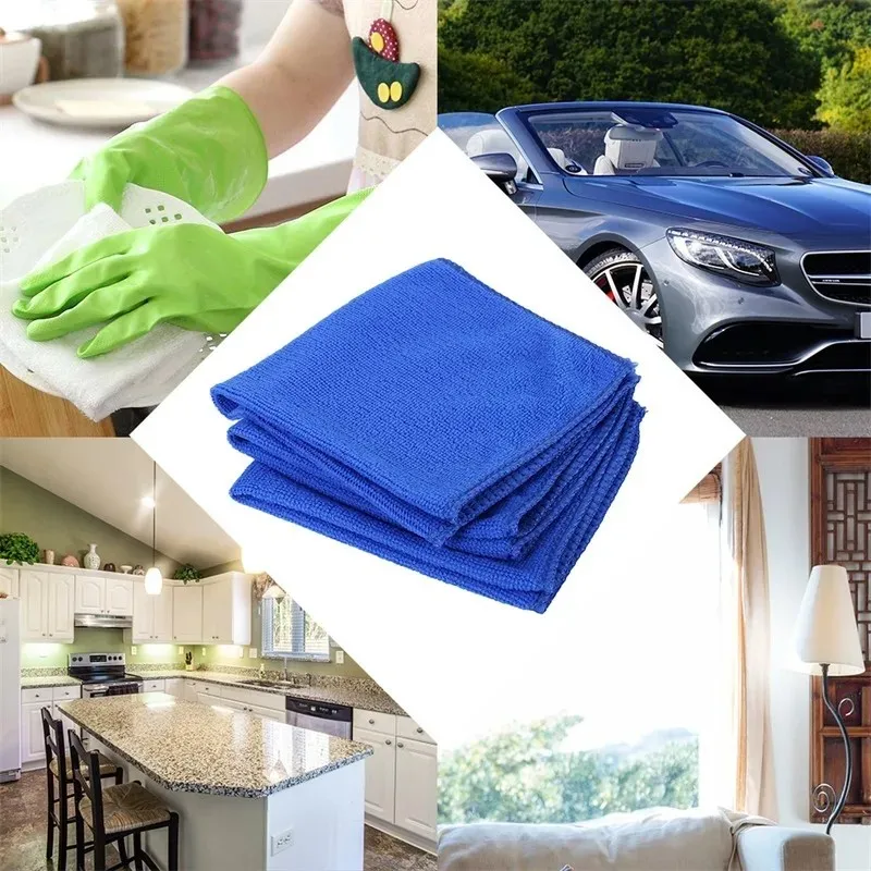 50/5pcs Cleaning Cloths Microfiber Towels Hanky Car Wash Drying Fabric Rag Reusable Auto Detail Polishing Cloth Home Clean Tool