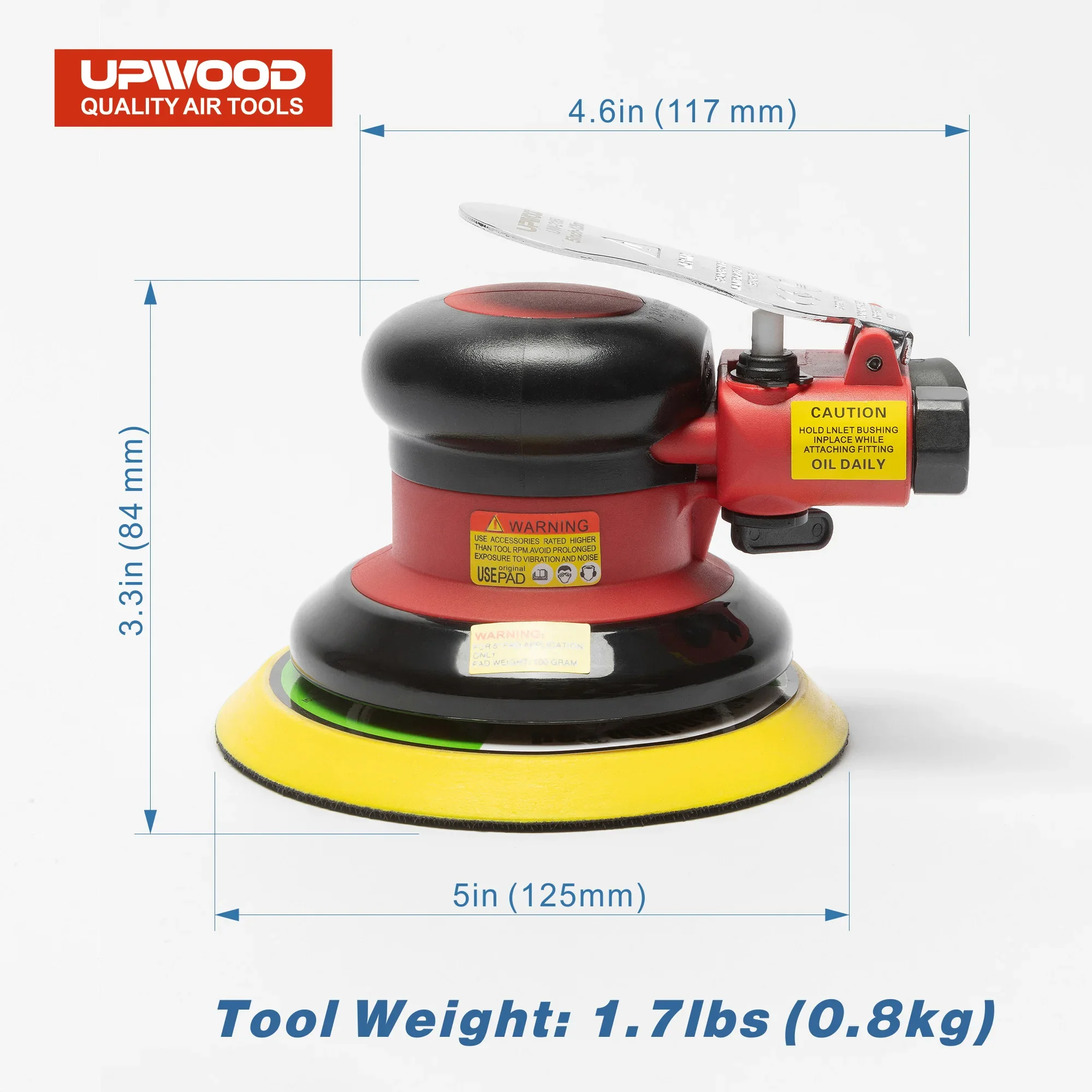 UPWOOD UW-2185 Hot Sales 5 '' Inch Pneumatic Random Orbital Disc Sander 125 mm Polishing Sandpaper Machine for Car