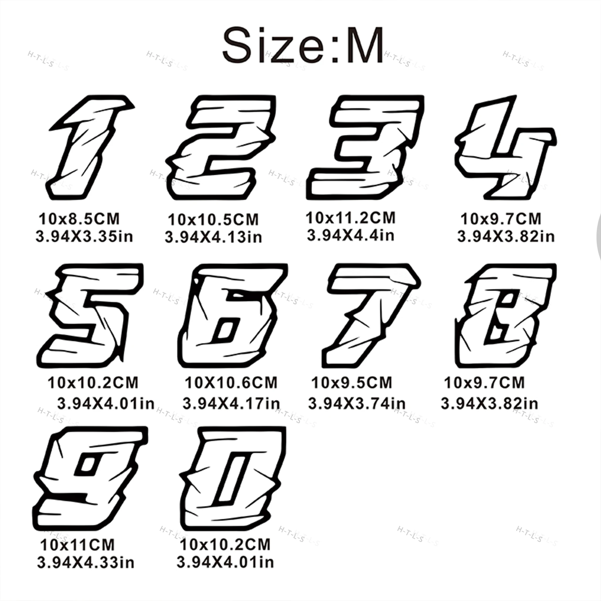 قطعة واحدة من ملصقات أرقام الملمس المتشققة مقاس M ملصق لاصق لتزيين الكمبيوتر المحمول والدراجات النارية