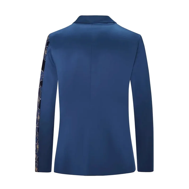 جديد الرجال المرقعة الترتر العروس زر واحد سترة الأزرق/الأخضر المألوف أوم الزفاف مأدبة فستان الحفلات الحلل معاطف