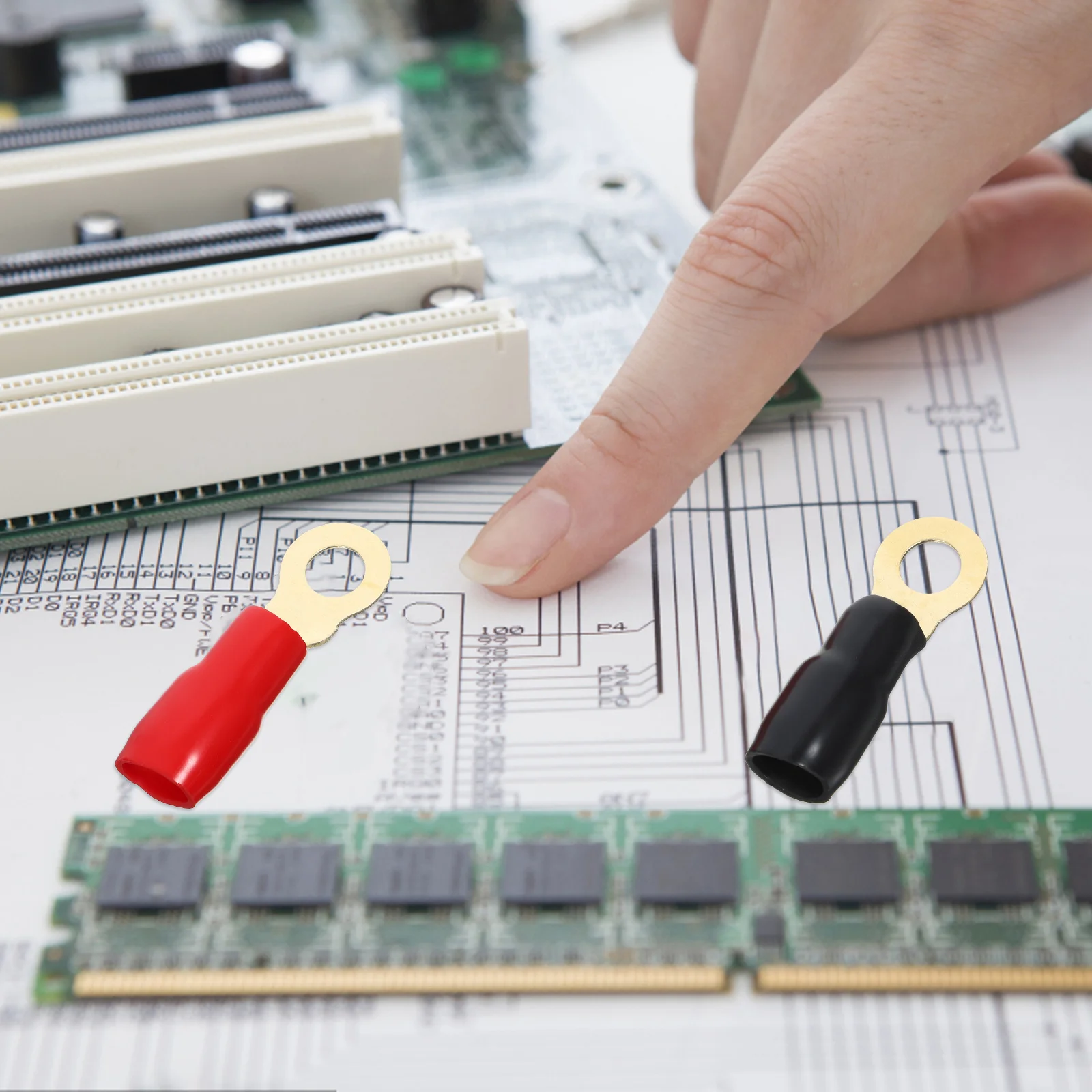 

20Pairs Terminal Connectors Copper Wire Ends Ring Terminal Heat Shrink Sleeve 4 Gauge Cable Lugs for Car Wiring