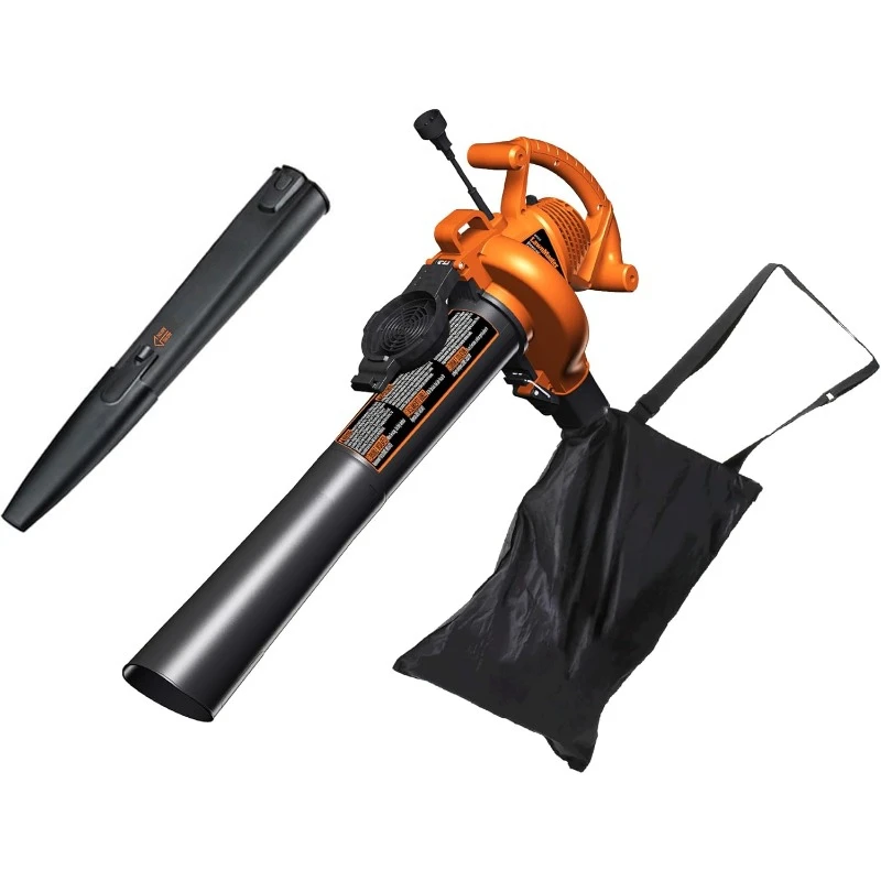 BV1210 Electric Blower Vacuum Mulcher 12 Amp 2-Speed Adjustment with Metal Impeller 240 MPH 380 CFM 16:1 Mulch Ratio