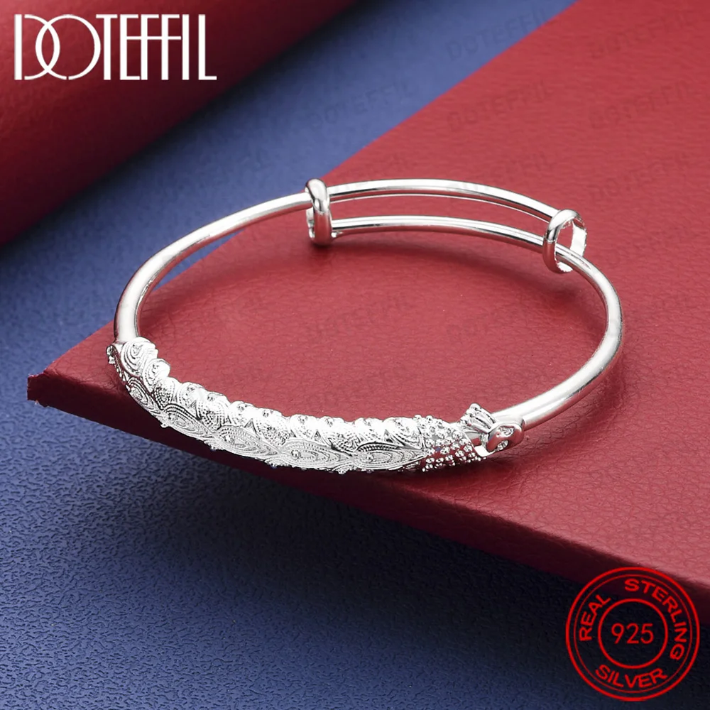 Pfauen-Armreif aus 925er-Sterlingsilber für Damen, Hochzeit, Verlobung, Party, Schmuckzubehör