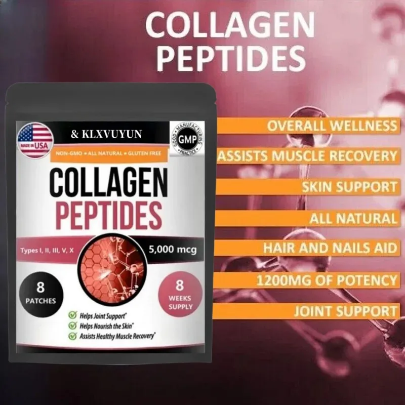 Collagen Peptides Types I, Ii, Iii, V, X 5,000mcg Patch Anti-aging Skin Transdermal Patches