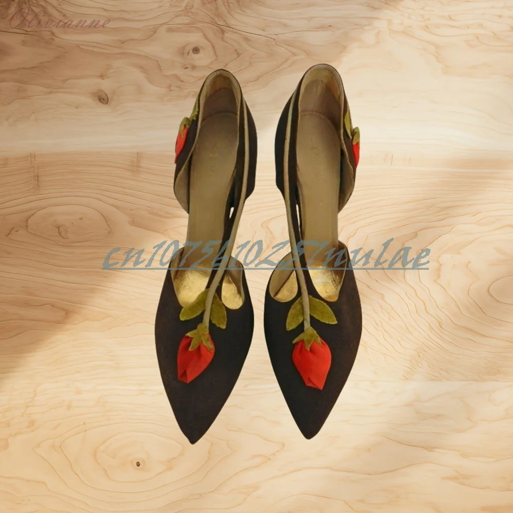 

Red Rose Flower Design Elegant Pumps Pointed Toe Stiletto High Heel Retro Style Sexy Women Shoes 2025 SpringcZapatos Para Mujere