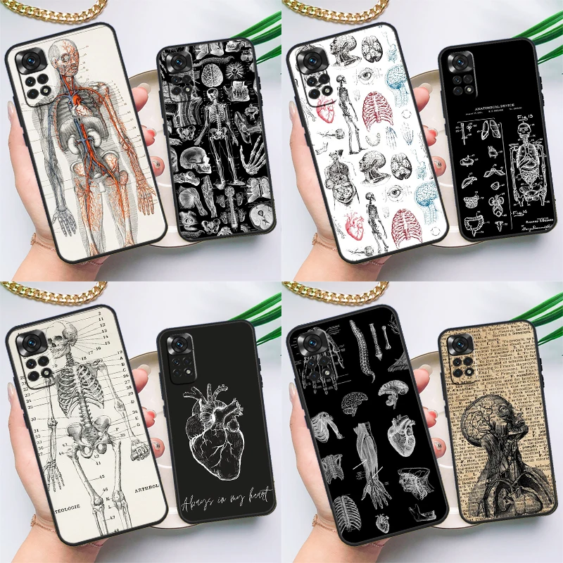 Medical Human Organs Brain Case For Xiaomi Redmi Note 12 11 10 9 8 Pro Note 8T 9S 10S 11S Redmi 10 10C 12C 9C Cover