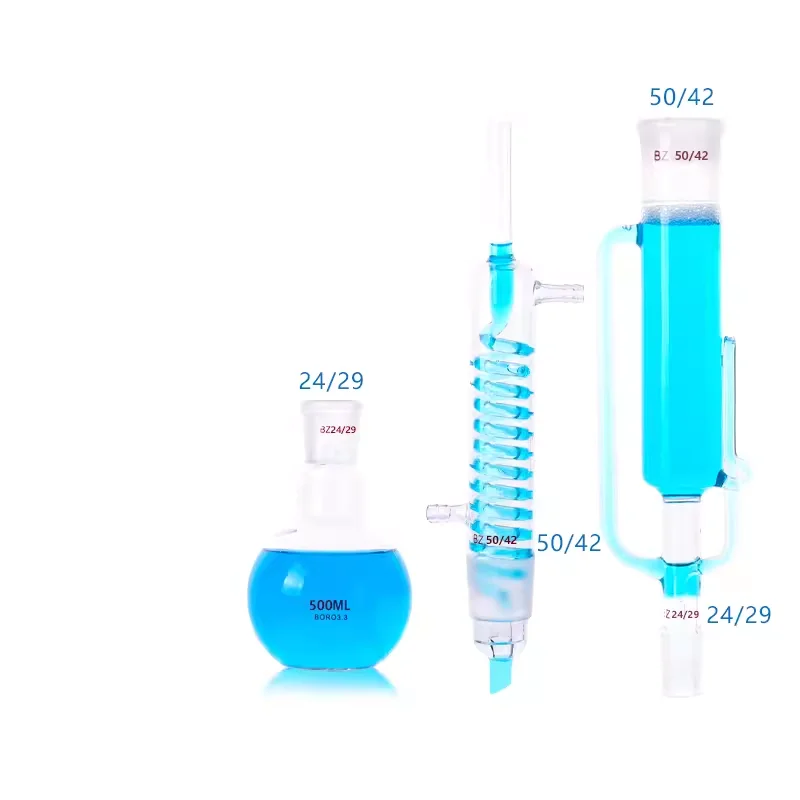 Imagem -05 - Conjunto de Extrator de Tubo de Vidro de Laboratório Corpo Condensador e Extrator Cônico Conjunto de Vidro de Laboratório 150ml 250ml 500ml 1000ml 2000ml