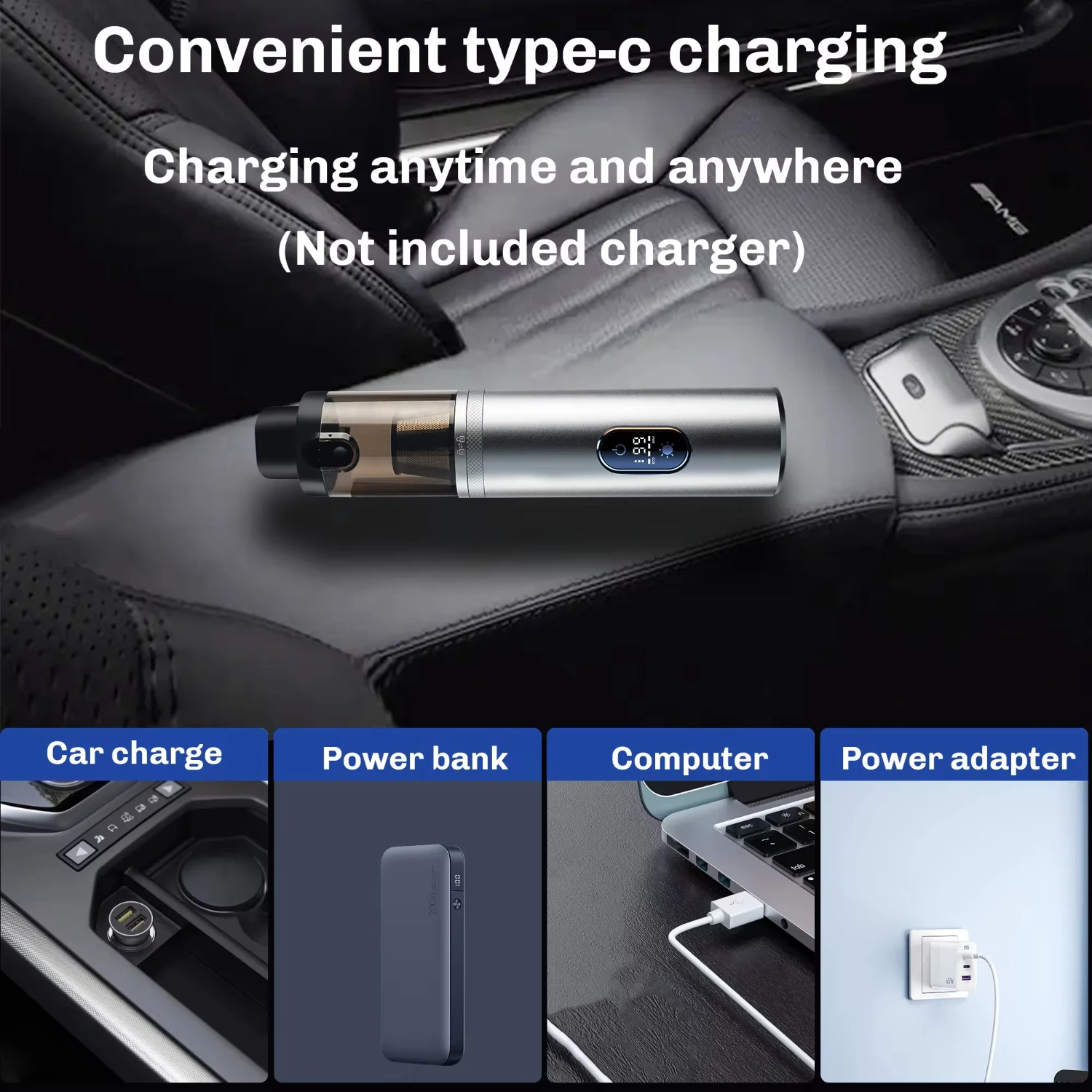 2024  13000Pa Mini Car Vacuum Cleaner Portable Wireless Handheld Cleaner   Office Appliance Poweful Cleaning Machine