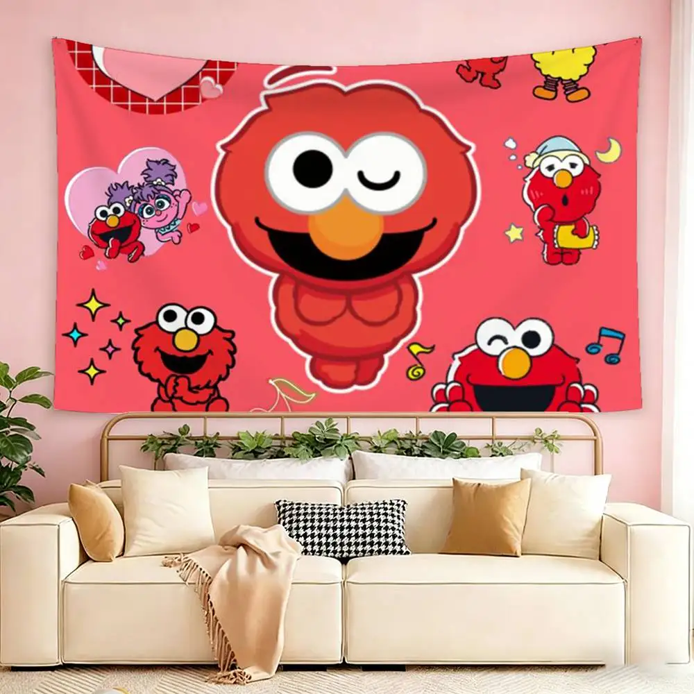 Cute cartoon S-Sesame Streee Flags Wall Hanging Tapestry Outdoor Garage Room Decorative flag Background Blanket