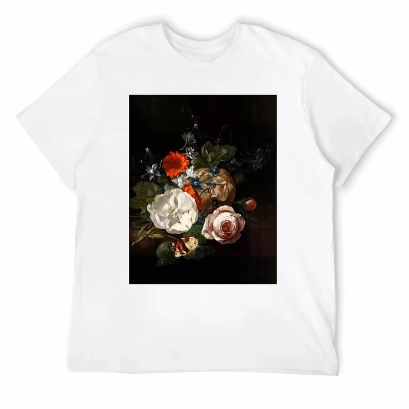 

2025 Fashion Printed Short Sleeve Cotton T-Shirt Loose Fashion Comfortable Men's and Women's Autumn and Winter Innerwear