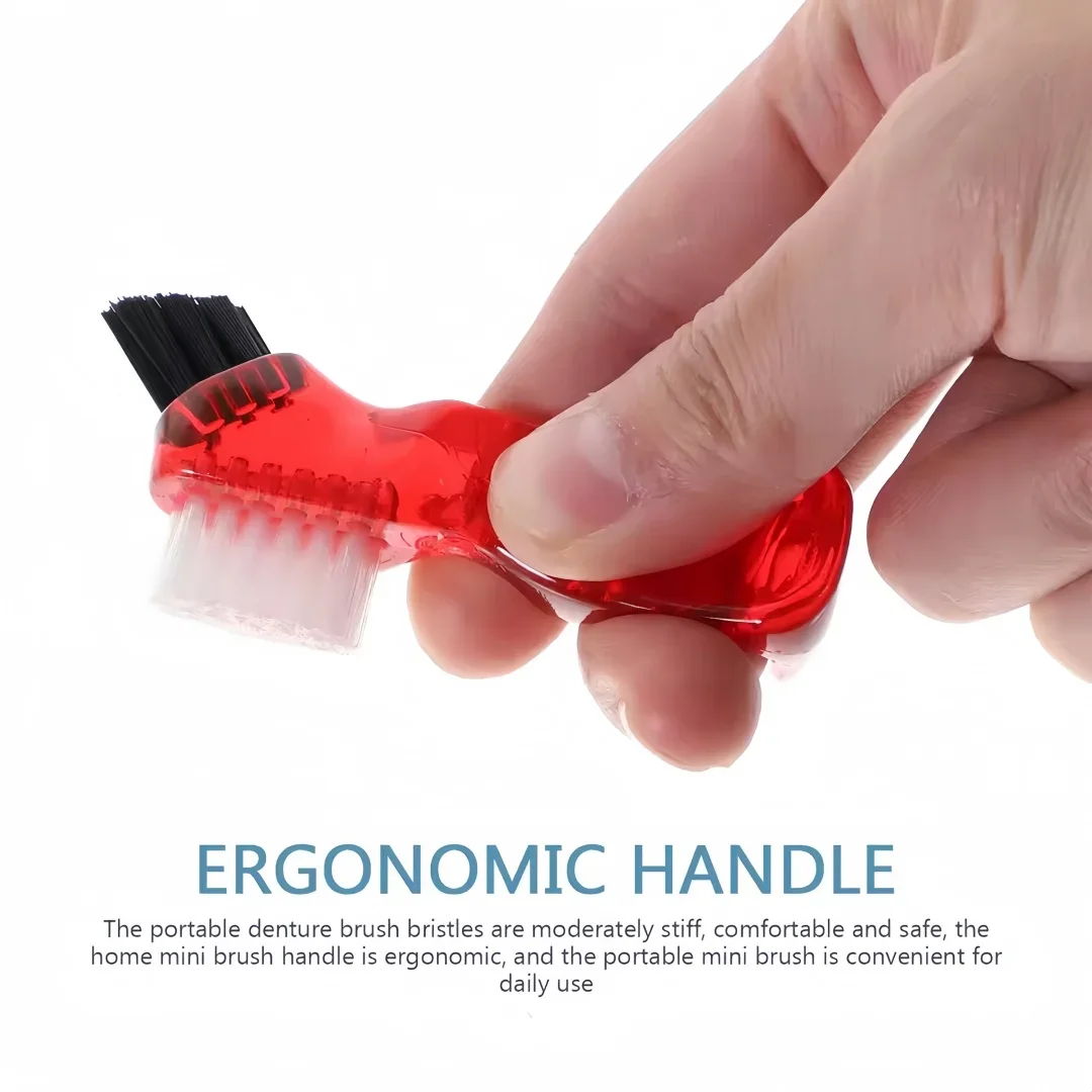 4PCS Denture Cleaning Brush Portable Double Head Multifunctional False Tooth Brush Oral Cleaning Braces Care Tool Accessories