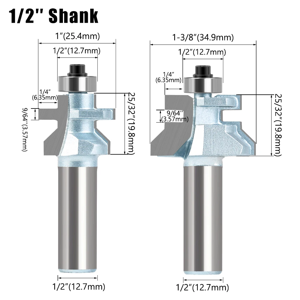 Imagem -03 - Router Bit Conjunto com Rolamentos de Esferas Premium Carpintaria Cutter v Groove Matched Tongue 12 mm Shank Pcs 2